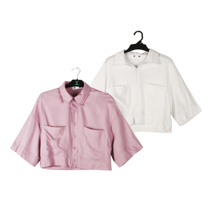 Stockpapa Bulk Clearance RT, Mga Babaeng Cute na Pink na Maikling Shirt na may bulsa 