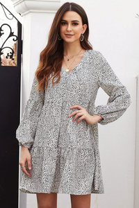 Stockpapa Clearance Sales V-Neck Flowy Loose Tunic Dress