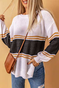 Stockpapa Bottom open striped Drop shoulder sweaters