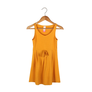 High Fashion 100% Cotton Summer Casual Formal Dresses para sa Babae Walang Sleeve Long Orange Elegant Dress