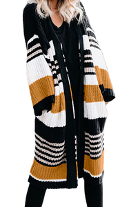 Nakabulsa ng Stockpapa na Novelty Striped Chenille Sweater Cardigan