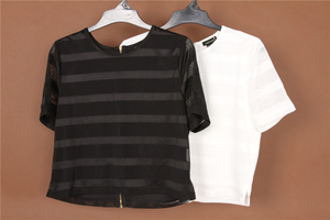  F21 Ladies Stripe na pang-itaas na may zipper 