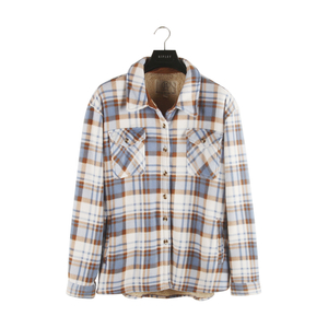 Ladies Sherpa Plaid Shirt Coats