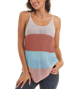 Stockpapa Apparel Ladies Contrast Color Knit Tanktop