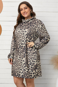 Plus size na Turtleneck Leopard Dress 