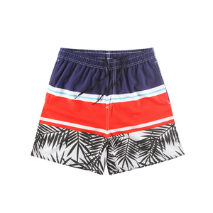 Stockpapa 4way Spandex Men's Striped Print Board Shorts in Stock 