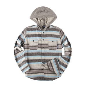 Naka-stock ang Men's Knit Hoodie Striped Casual Shirts 