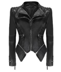 Ladies Classic PU Rivet Jacket