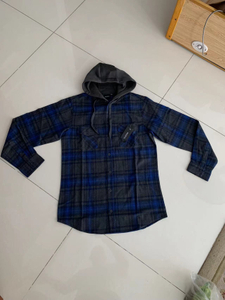 Naka-stock ang Men's Knit Hoodie Plaid Shirts