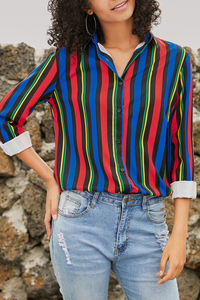 Multicolor Striped Modern Women Shirt